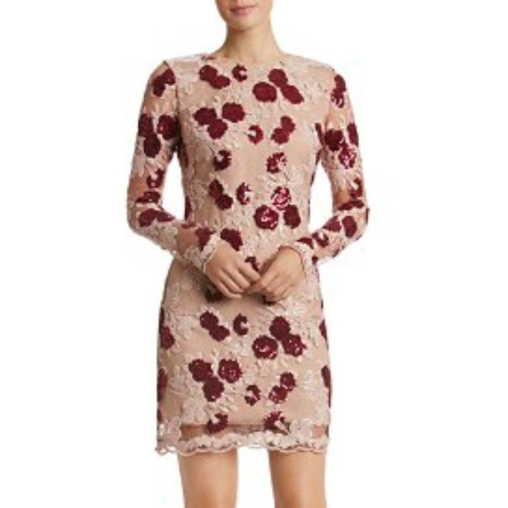 Dress the Population Stephanie red hearts sequins dress